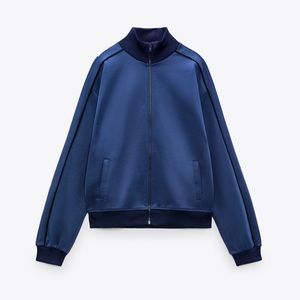 Zara NWT Dark Teal Blue Full Zip Retro Track Jacket Women’s Size Small